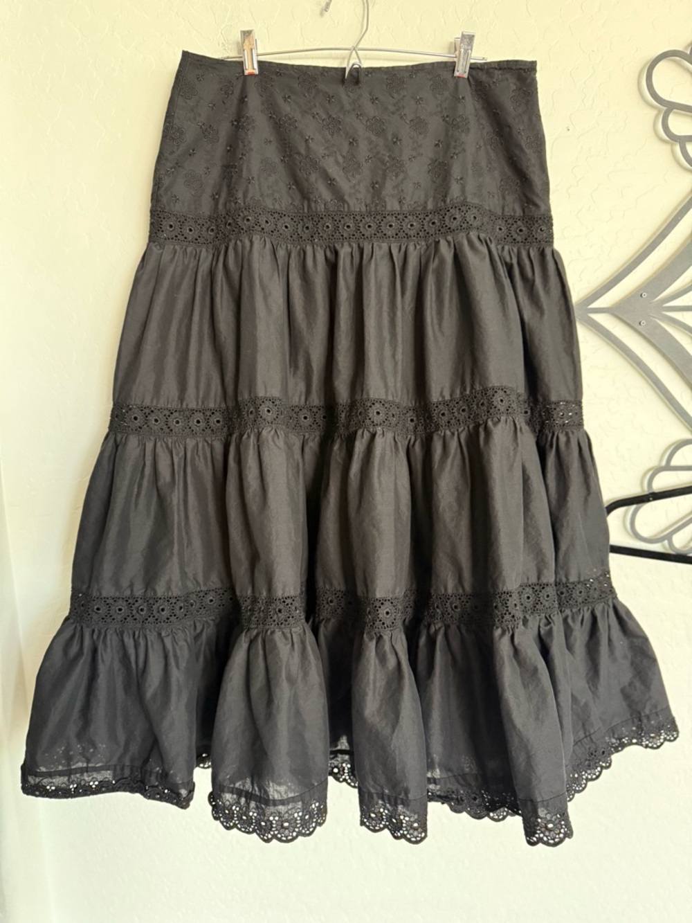 DRAPER’S & DAMON’S Black Tiered Eyelet  Skirt - 100% Cotton - 14